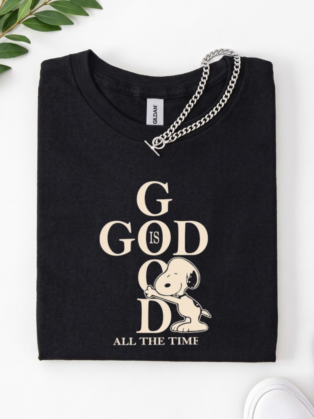 Gildan Black God Is Good Christian Shirt, Cute Dog Hug Faith Tee